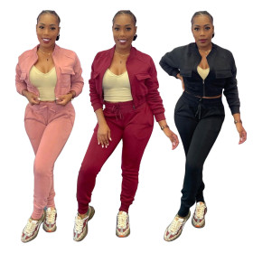 Two-piece cute two-pocket baseball clothing suit M6609