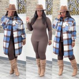 Cute plaid woolen coat M6582