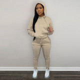 Two-piece hooded set with velvet drawstring for autumn and winter HR8197