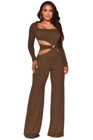 Long-sleeved personality open-waist wide-leg pants XM6128