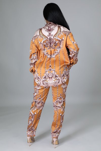 Cute fashion sexy lapel cardigan yellow print two-piece suit Z2022