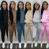 Two-piece hooded set with velvet drawstring for autumn and winter HR8197
