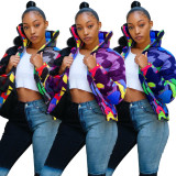 Women's clothing new men and women can wear color camouflage printing and dyeing bread jacket down jacket quilted jacket UJ4548