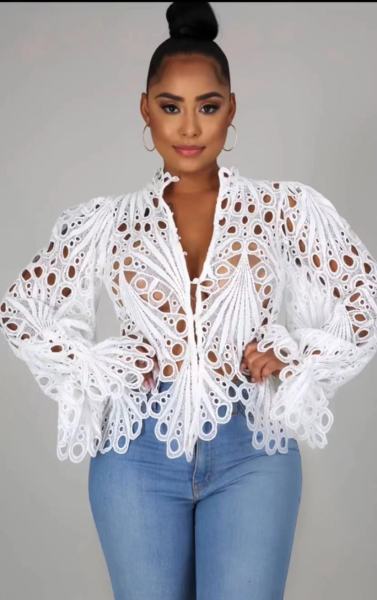 Ripped sexy trumpet sleeve breathable nightclub women's single top X1149