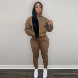 Two-piece hooded set with velvet drawstring for autumn and winter HR8197