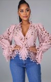 Ripped sexy trumpet sleeve breathable nightclub women's single top X1149