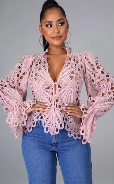 Ripped sexy trumpet sleeve breathable nightclub women's single top X1149
