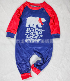 New Christmas Parent-child Set Bear Printed Home Wear Pajamas Two-piece Set OML113-3