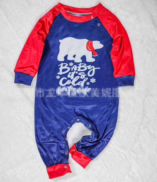 New Christmas Parent-child Set Bear Printed Home Wear Pajamas Two-piece Set OML113-3