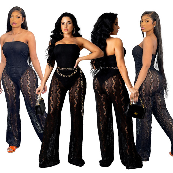 Nightclub sexy lace jumpsuit see-through tights SJ3326