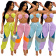 Multicolor color matching sling two-piece sports jogging suit XM7001