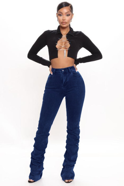 Heap of denim trousers pleated trousers JLX3518