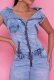Slim stretch sexy personality zipper denim bag hip dress one-piece mid skirt one-step skirt JLX6918