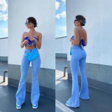 Women's denim high-waisted long flared pants JLX5509