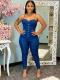 Slim slim denim jumpsuit jumpsuit with suspenders and feet trousers JLX3512