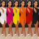 Women's Shoulder Zipper Sleeveless Fashion Sexy Dress SZ8105