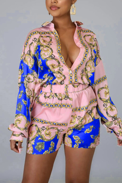 Casual fashion digital printing suit two-piece suit SMR10391