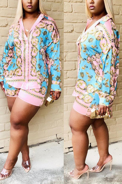 Casual fashion digital printing suit two-piece suit SMR10391