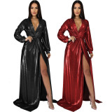 Sexy fashion evening hot stamping women's V-neck dress SMR10194