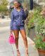 Satin fabric fashion printing cool two-piece suit Y71108
