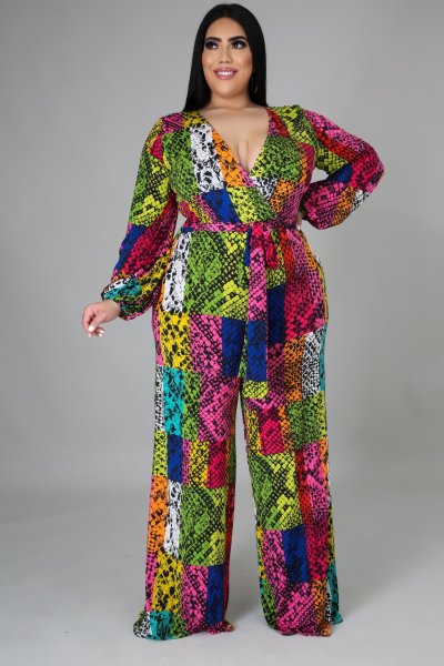 Sexy fashion plus size women's V-neck jumpsuit SMR10604