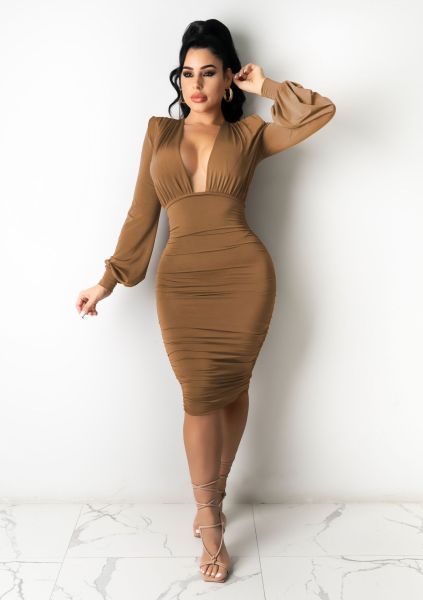 Sexy fashion white-collar night ladies V-neck dress SMR10587