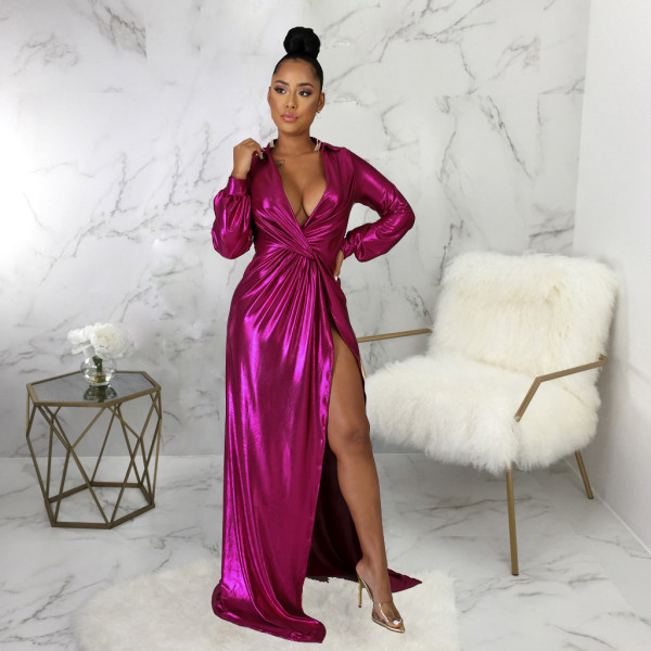 Sexy fashion evening hot stamping women's V-neck dress SMR10194