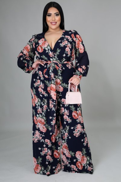 Sexy fashion plus size women's V-neck jumpsuit SMR10604