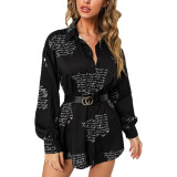 Casual Fashion Printed Multicolor Ladies Shirt Dress SMR10345