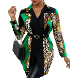 Casual Fashion Printed Multicolor Ladies Shirt Dress SMR10345