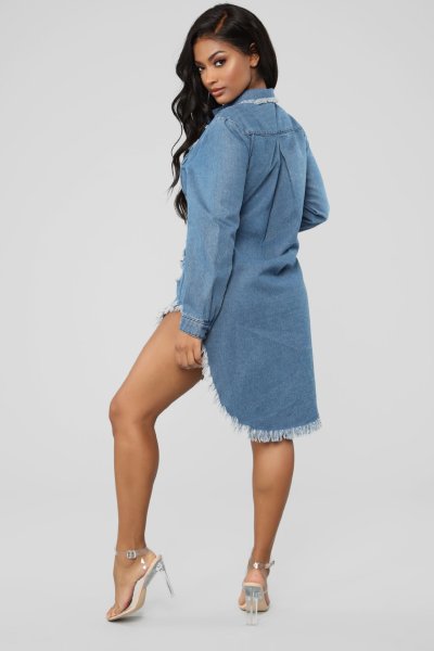 Casual fashion women's denim jacket dress SMR10662
