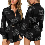 Casual Fashion Printed Multicolor Ladies Shirt Dress SMR10345