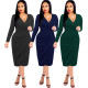 Sexy fashion nightclub solid color V-neck women's dress SMR10276