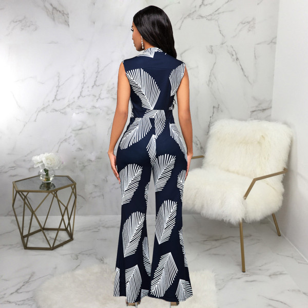 Sexy fashion digital printing sleeveless V-neck jumpsuit SMR10298