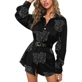 Casual Fashion Printed Multicolor Ladies Shirt Dress SMR10345