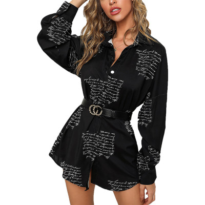 Casual Fashion Printed Multicolor Ladies Shirt Dress SMR10345