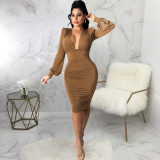 Sexy fashion white-collar night ladies V-neck dress SMR10587