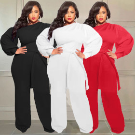 Plus size women's fashion casual sports one-piece pants S90086