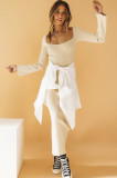Autumn and winter new hot sale strapless rabbit fur flared sleeve sexy dress sweater LH0532