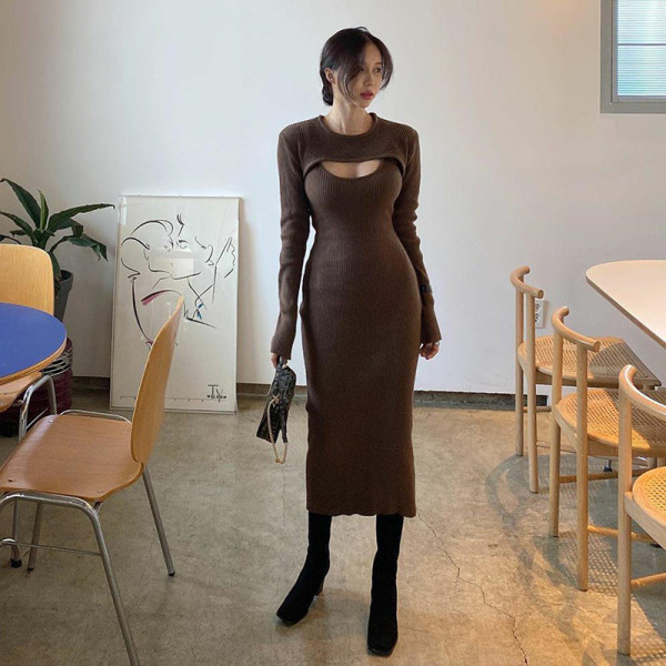 Sexy hollow shawl shirt slim-fit split sling dress two-piece female 28413L