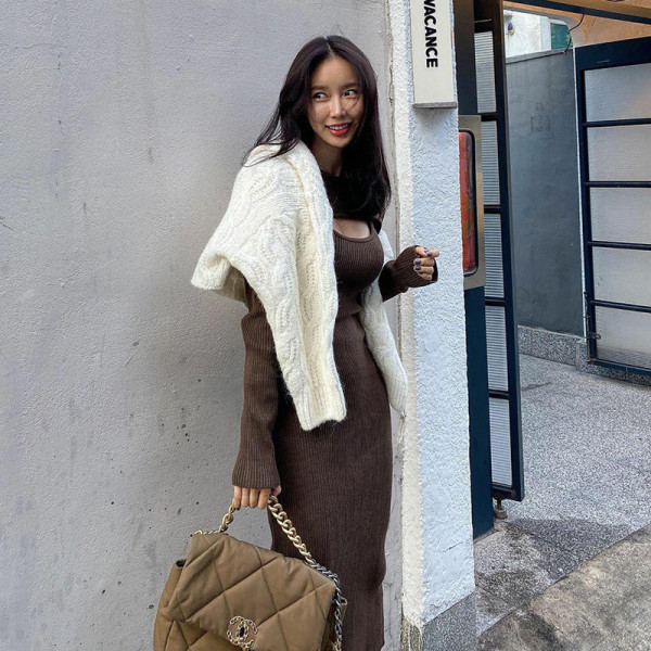 Sexy hollow shawl shirt slim-fit split sling dress two-piece female 28413L