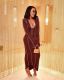 Sexy V-neck strappy flared sleeve long dress nightclub MN88823
