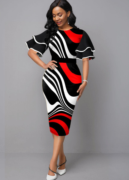 Sexy fashion digital printing women's slim dress SMR10721