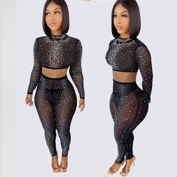 Sexy Slim Hot Rhinestone Hot Two Piece Set UK2239