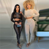 Sexy Slim Hot Rhinestone Hot Two Piece Set UK2239