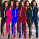 Women's leopard pattern stitching strapless fashion sports suit two-piece suit RSN774