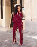 Women's leopard pattern stitching strapless fashion sports suit two-piece suit RSN774