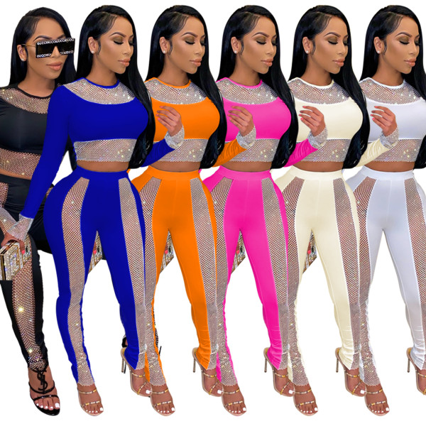 Women's new round neck long-sleeved top with pencil pants slim pants CY9084