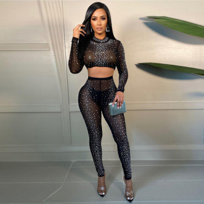 Sexy Slim Hot Rhinestone Hot Two Piece Set UK2239