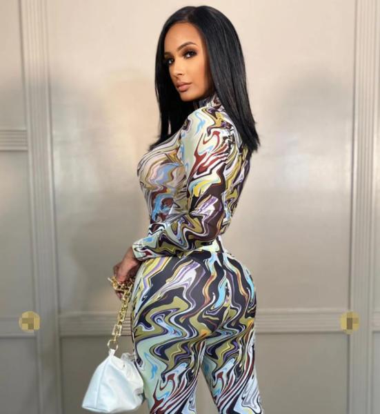 Explosive ink graffiti digital printing tight-fitting two-piece suit FFD1141